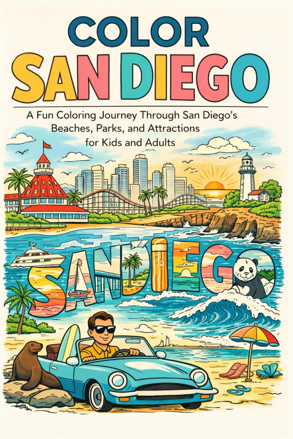 Color San Diego! A San Diego Coloring Book Featuring Beaches, Landmarks, Wildlife, and City Scenes for Kids and Adults