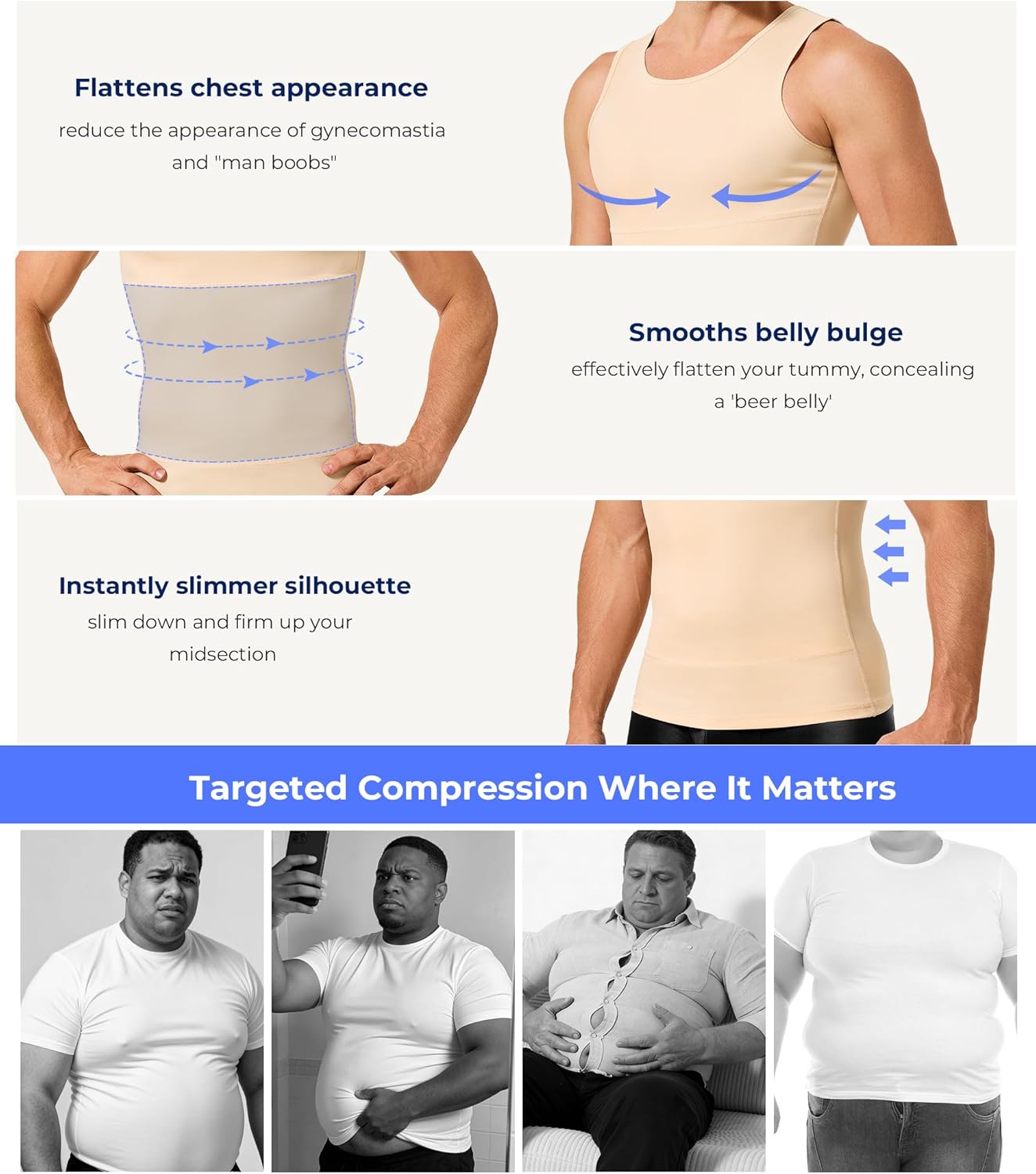 TAILONG Compression Shirt Men Shapewear Slimming Body Shaper Vest Compression Tank Top Undershirt - Image 4