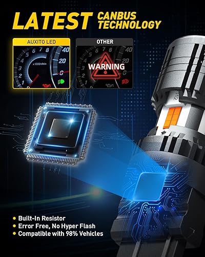 Miniatura 30 de AUXITO CANBUS 7440 Bombillas LED amarillo ámbar 4000 lúmenes para luces intermitentes con resistencia incorporada, antihiperflash 7440NA T20 7441