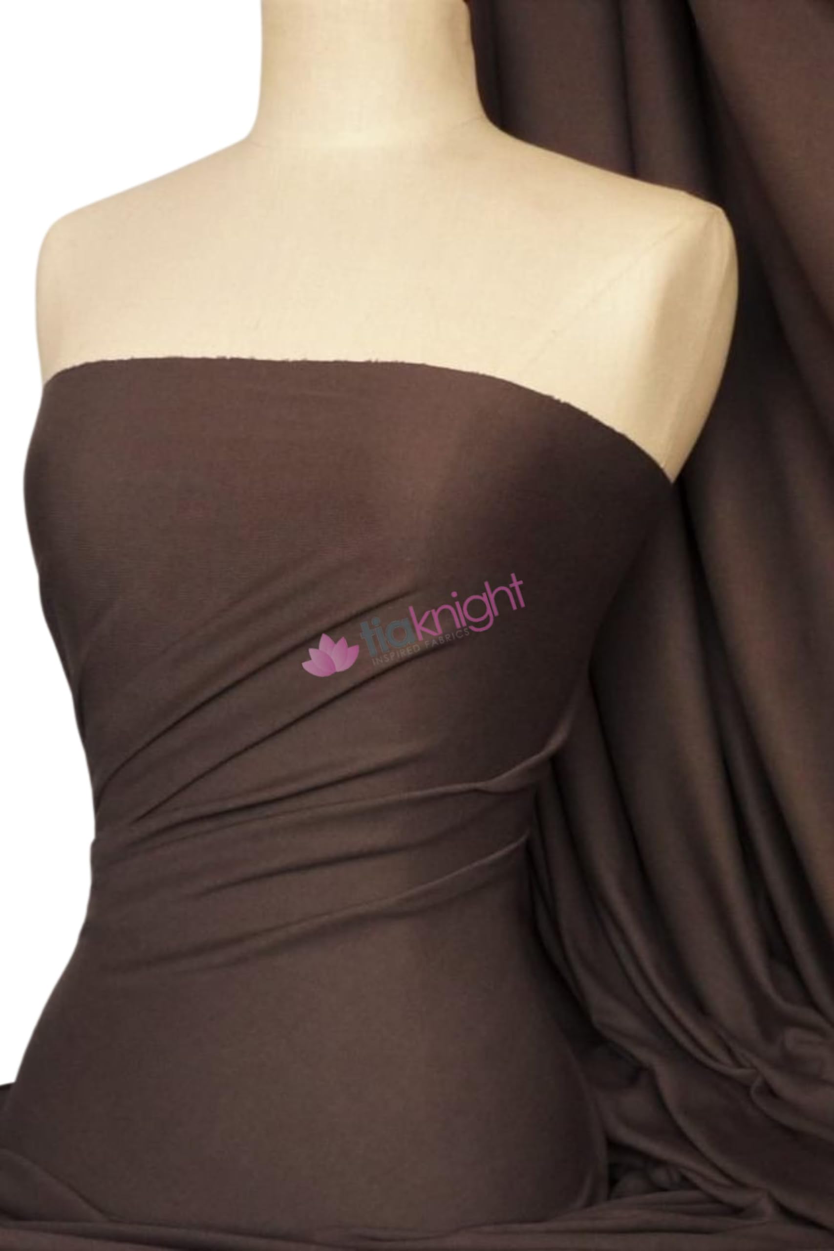 Soft Fine 1x1 Rib 100% Cotton Knit Jersey Fabric | Soft T-Shirt Material | Over 50 Colours | Oeko-Tex Certified | Same Day Dispatch | by Tia Knight (Q61) (Coffee Brown)