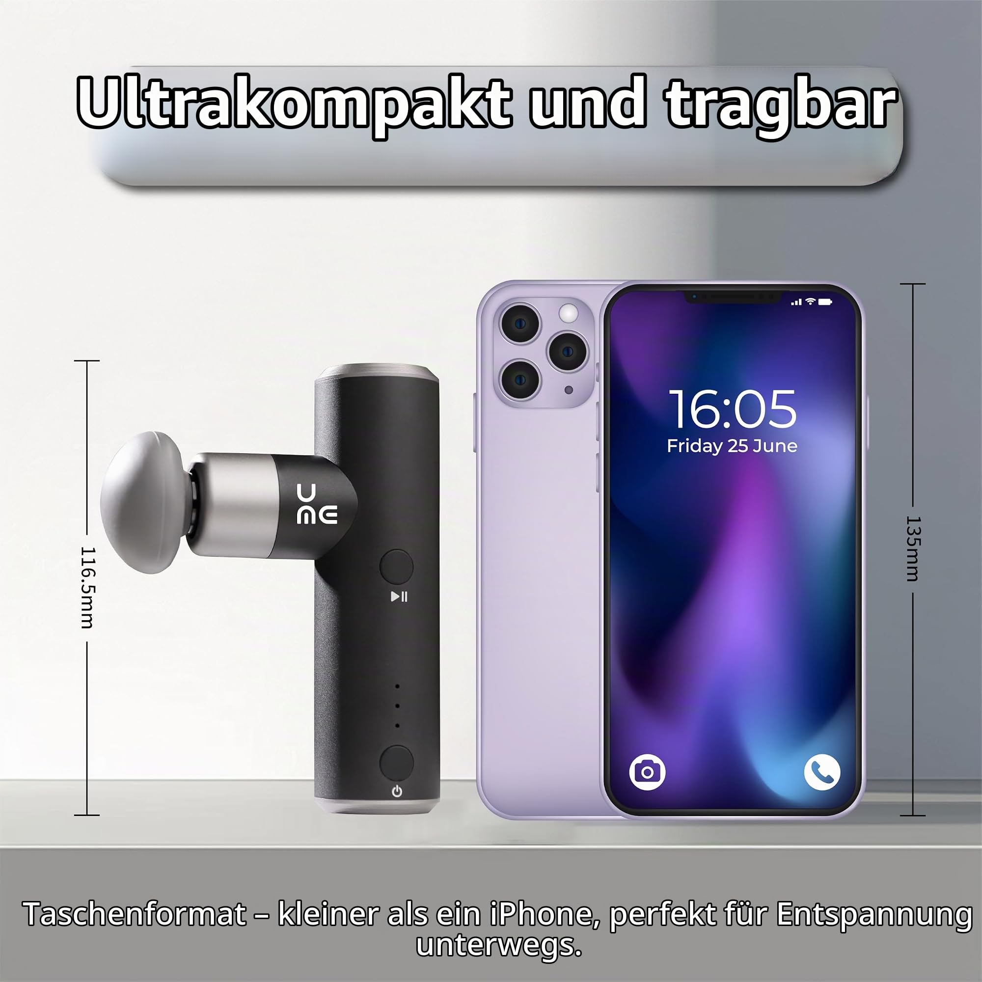 Breo S1mini Handheld Super mini Massagepistole Deep Muscle Tissue,0,195kg | 4 Intensitätsstufen,3 abnehmbare Massageköpfe,3200 U/Min leise Kraftvoll, Leise,Kompakt,Für Sport, Büro und Reisen,Schwarz