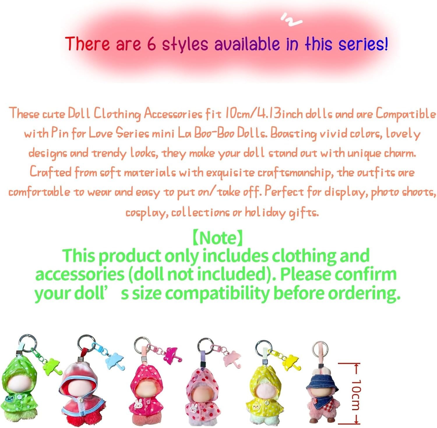 Doll Clothing Accessories Compatible with LaBuBu 10cm Dolls/Pin for Love Series,Festival/Birthday Gifts，(No Doll) (Brown Denim 3-piece Set (hat, Scarf, Shoes))
