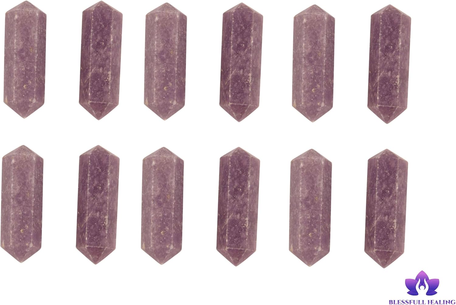 Gemstone Lepidolite Decoration Crystal Points Wand Double Terminated Wand Set of 12 Piece