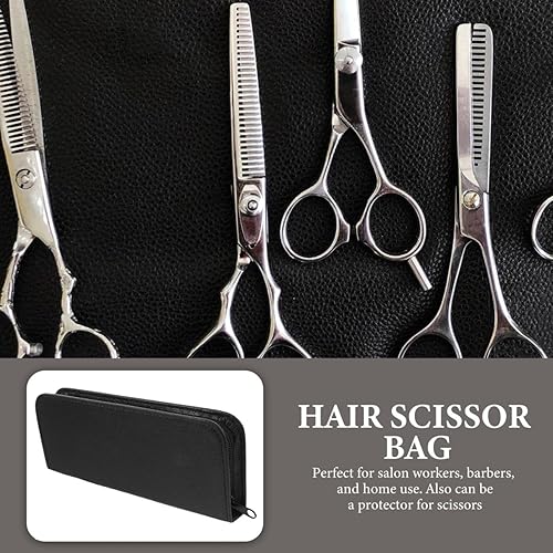 Miniatura 6 de 1 pieza de tijera bolsa bolsa pu rack salonblack compacto profesional cuero almacenamiento peluquería uso peluquería uso peluquero hogar tijeras