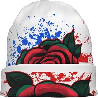 America Flag Bangladesh Bangladeshi Flag Rose Knit Hats Black Beanie Winter Hats for Men Women Gorros Para Frios De Hombres Ultra Warm Stylish Design Perfect for Winter Outdoor Activities Thick & Cozy