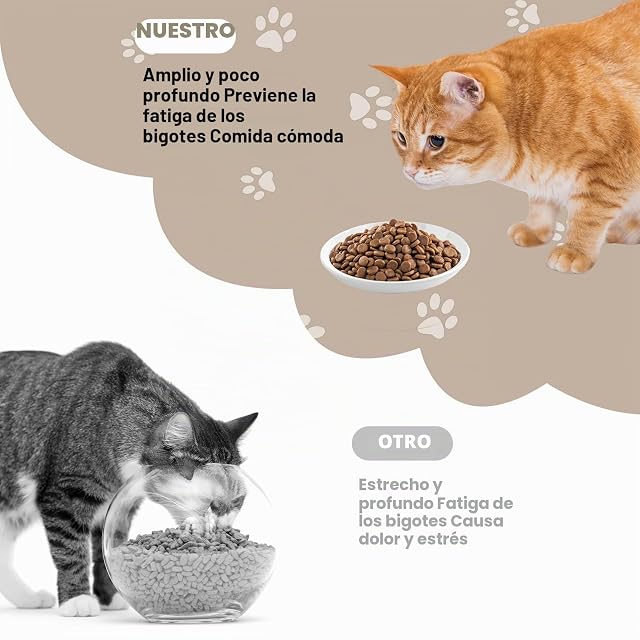 Foto 3 de 7 de Juego de 6 comederos para Gatos, cerámica Blanco (Mezcla y combinación)