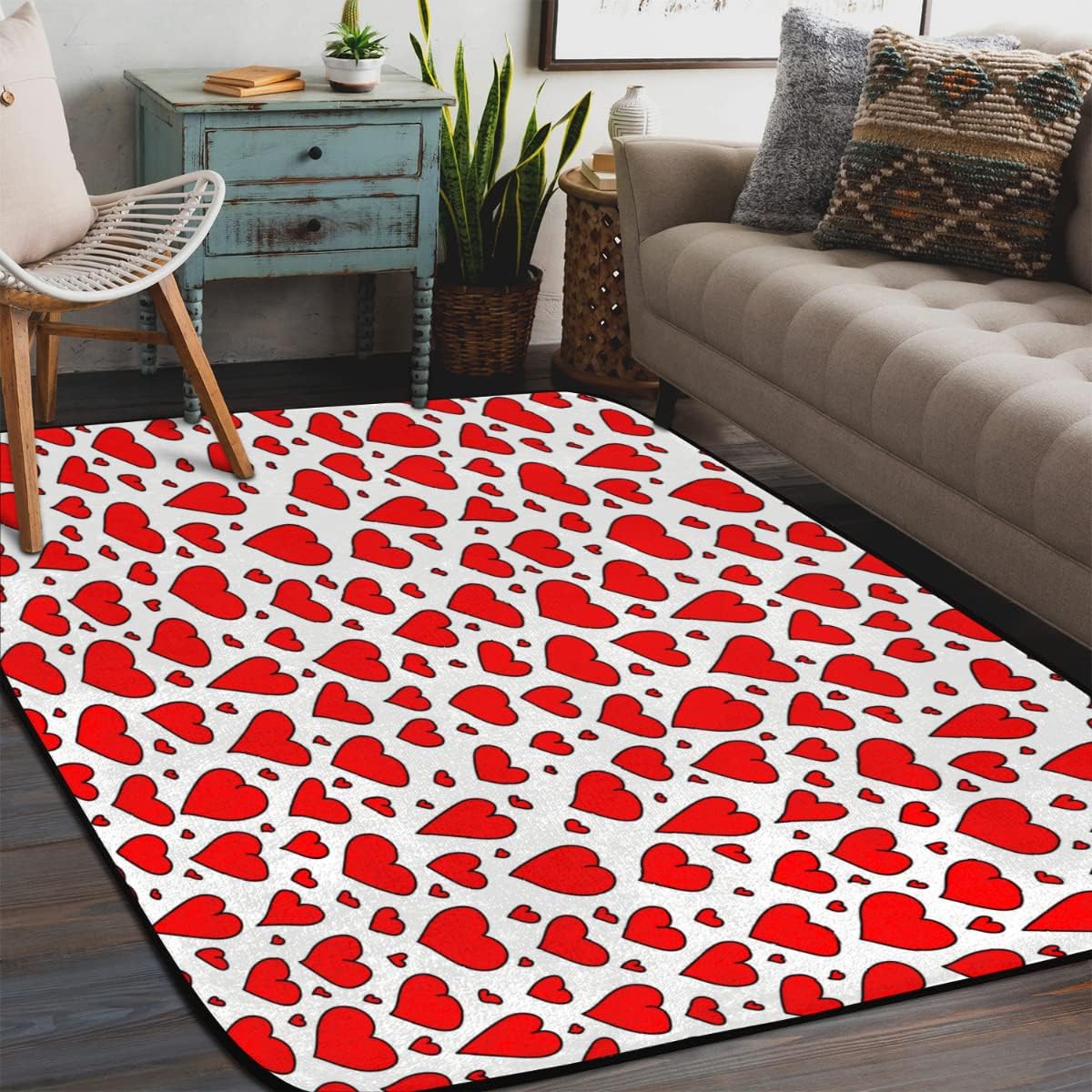 4 x 6 Red Love Heart Super Soft Area Rug for Kids Baby Nursery, Carpets for Entryway Laundry Kids Room Nursery, Dorm Rugs for Grils Boys