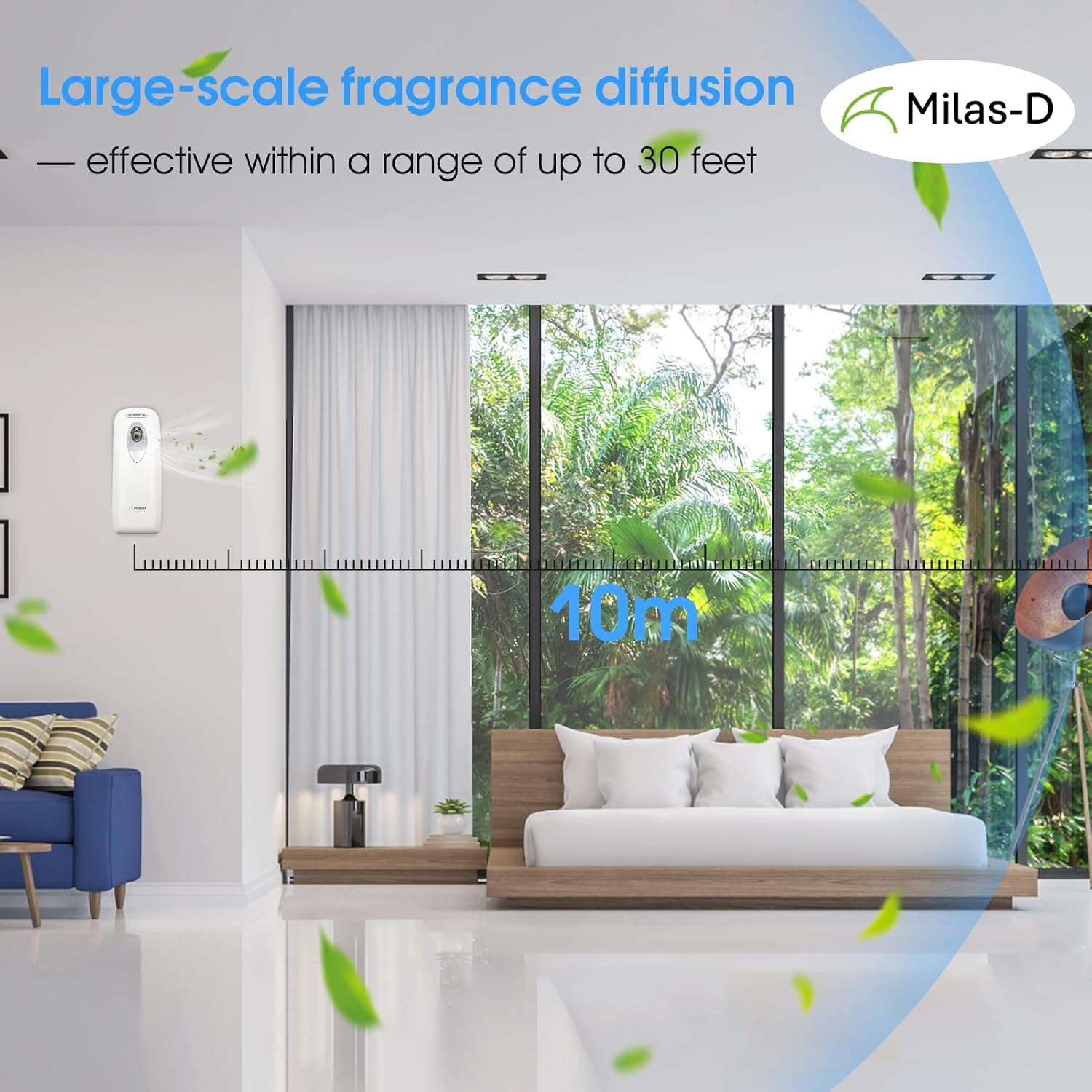 Automatic Air Freshener Spray Dispenser, Custom Timing (Day/Night/24H, 5/10/15/30 min interval), Wall Mounted/Free Standing, Home& Commercial, Glade& Airwick Refill Can, 2 D batteries, Milas-D