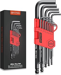13 PCS Hex Key Sets, GETLITOOL Long Ball End Allen Wrench Set, Cr-V Metric Allen Key Set with Size-Marked & Storage Bracket 1.27-10mm for Bicycle Repair, Furniture Assembly, Appliance Repair