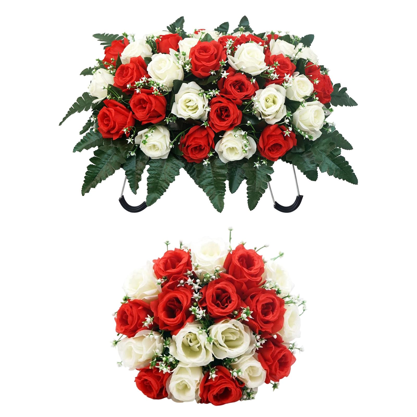 NMFLAB Of 1 Realistic Silk Rose Flower for Cemetery Decoration Mixed Colors Handcrafted Memorial Floral Arrangement Permanent Grave Flower