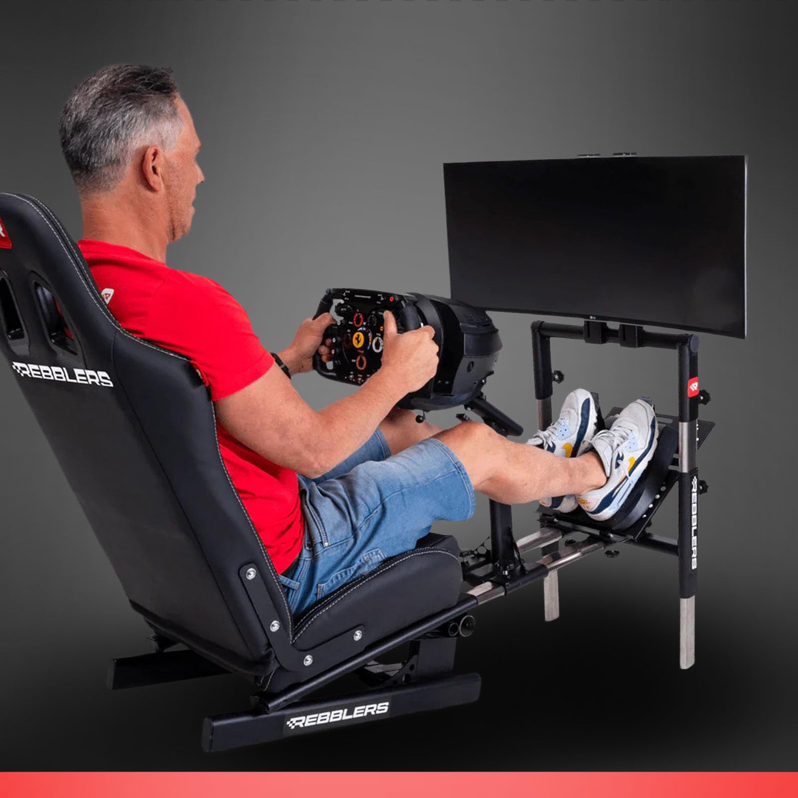 PRO SIM Racing Cockpit Verstellbarer Rennsitz Formula bis GT und Rallye Schwarz