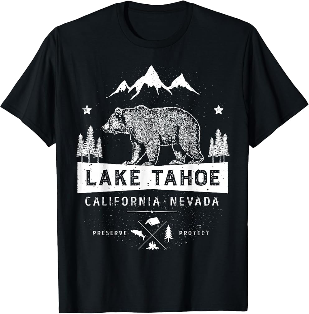 Lake Tahoe T Shirt California Nevada Vintage Bear Men Women T-Shirt