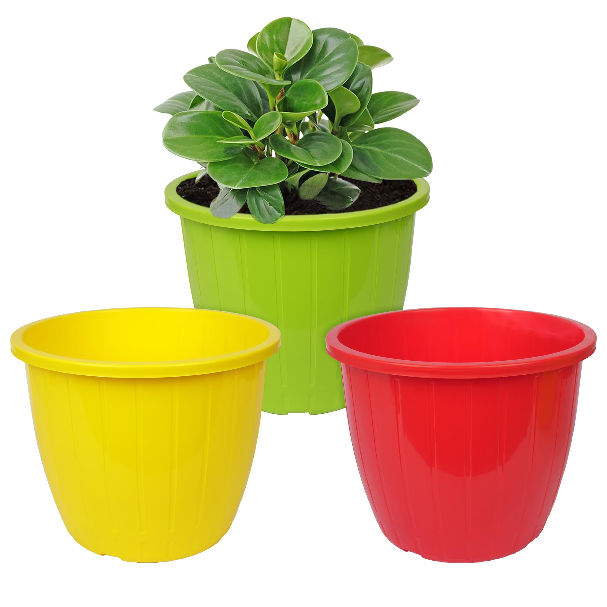 Kuber Industries Flower Pot | Flower Pots for Indoor & Outdoor | Plastic Pot for Gardening | Planter for Flower | Balcony Flower Pot with Drain Holes | Duro Flower Pot | 8 Inch | Pack of 3 | Multi (B0CLGTDPCB) Amazon Price History, Amazon Price Tracker