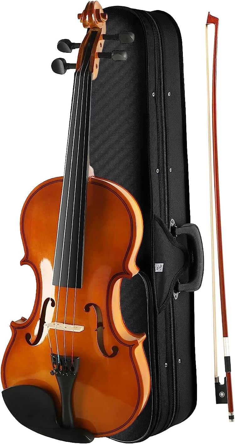 Kadence, Vivaldi 4/4 Violin With Bow, Rosin, Hard Case (Brown Glossy V001C)