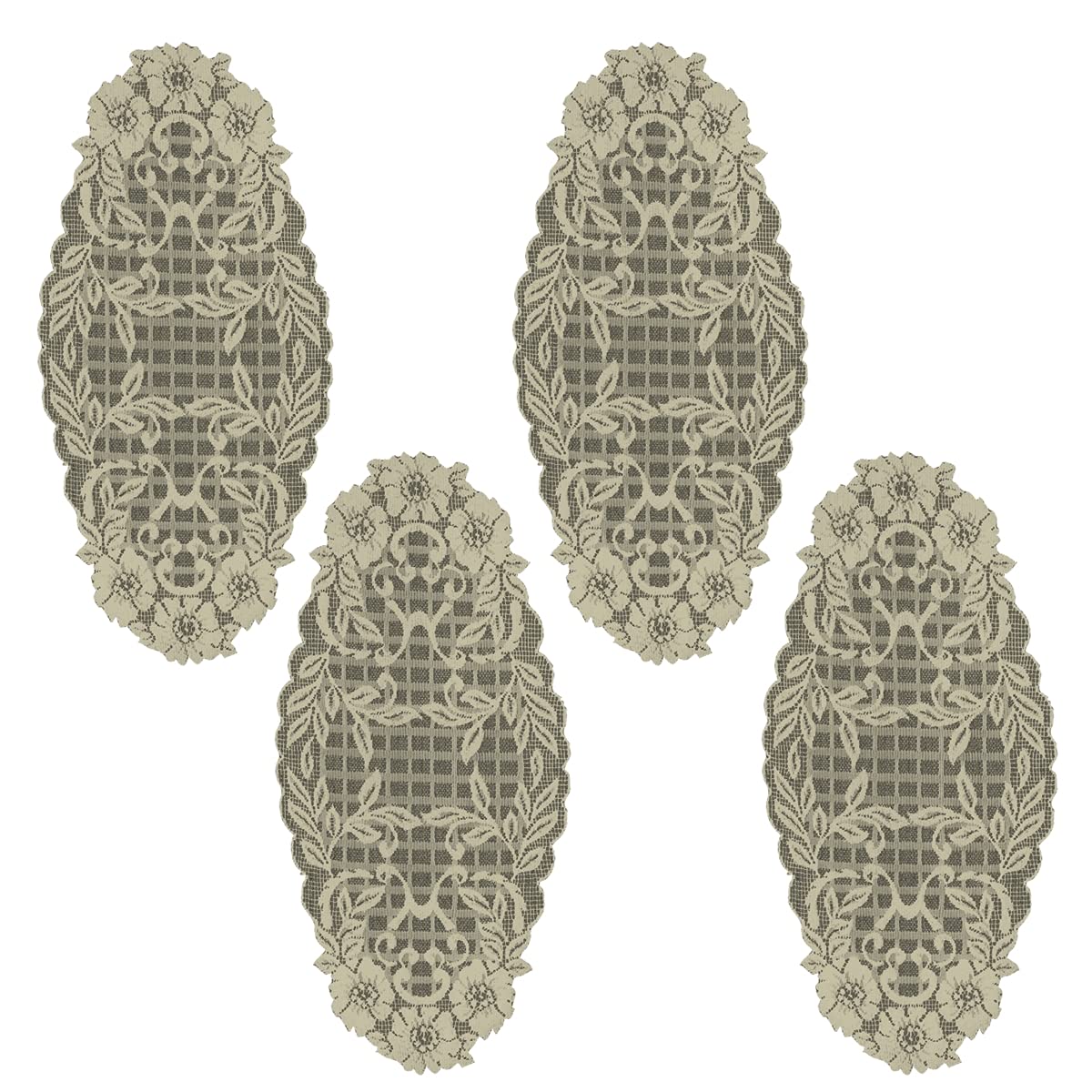 12 x 24 in. Floral Trellis Doilies Linen - Set of 4