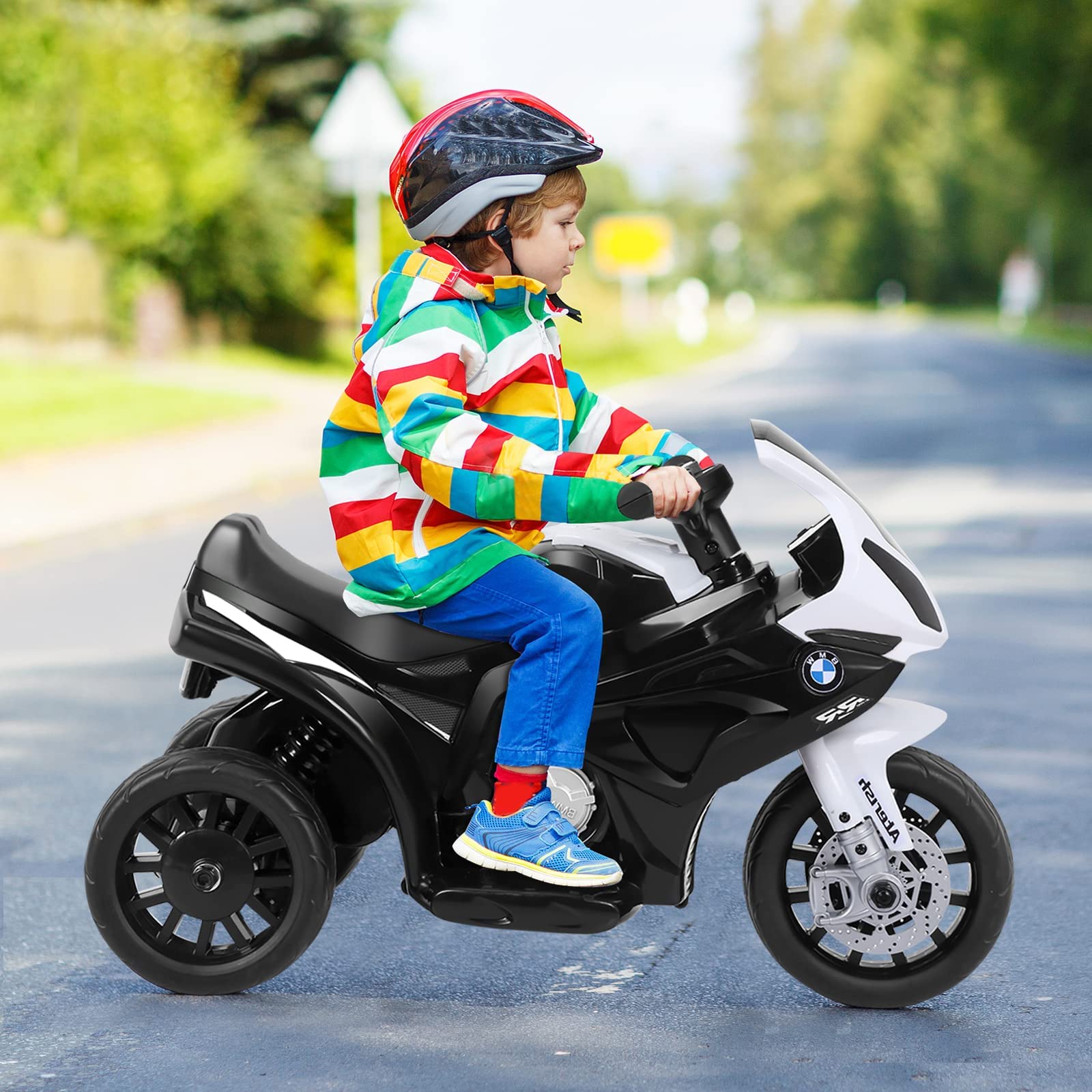 RELAX4LIFE BMW-S 1000 RR 6V Moto Eléctrica para Niños con 3 Ruedas, Música, Luces y Claxon, 3 km/h, Triciclo Eléctrico para Niños de 18-36 Meses, Capacidad de Carga de 20 kg (NEGRO)