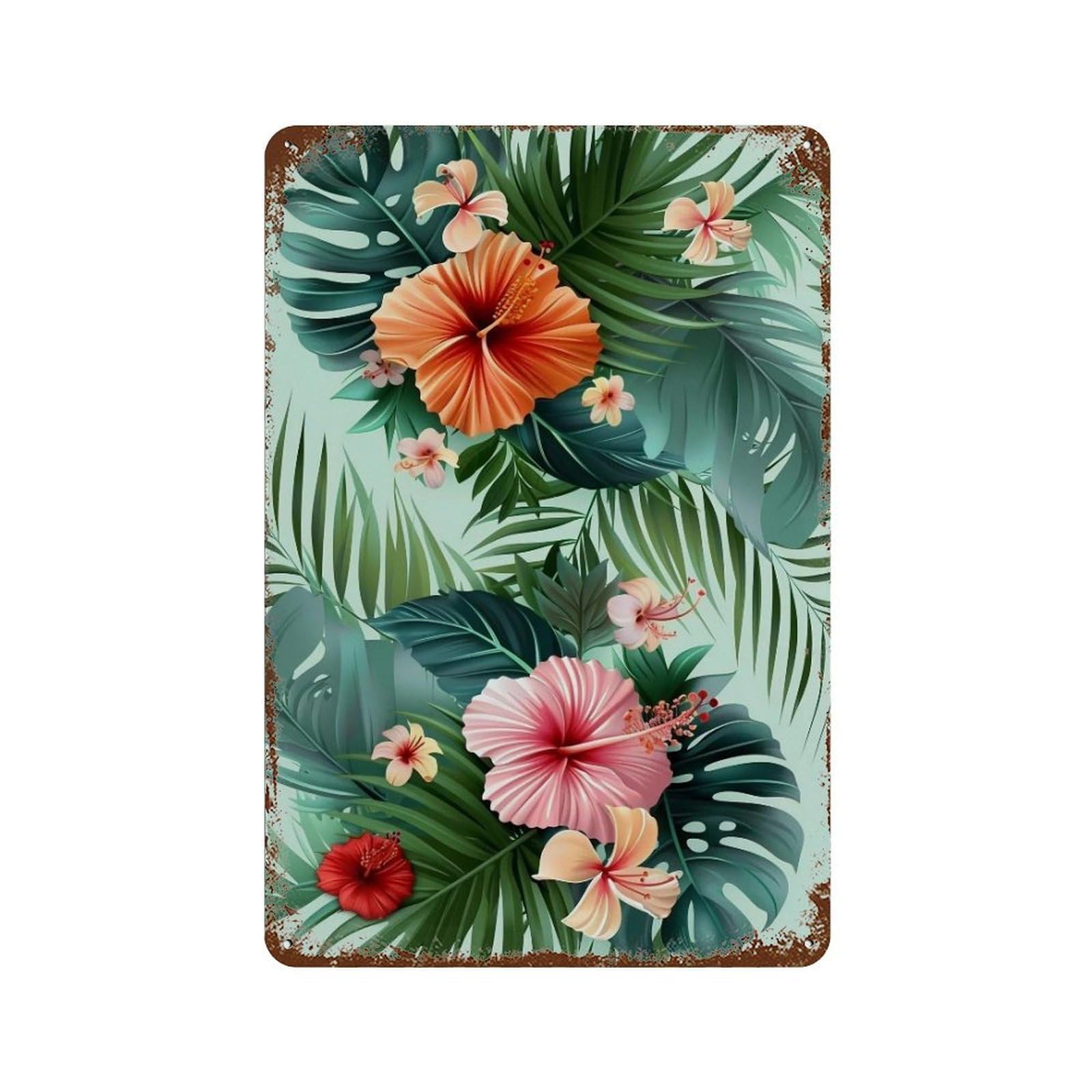 WUJHGRSG Pastel Tropical Foliage 02 Wall Art Retro Iron Vintage Metal Tin Sign Poster Modern Decor for Home Cofffee Club Bar Shop Style 30x20cm