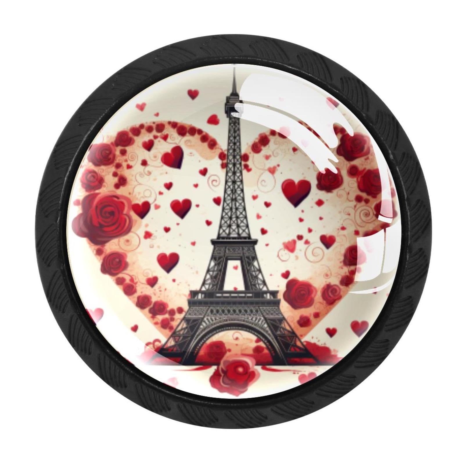 Chenzzzz Multicolored 17 4 Pieces Eiffel Tower Valentine's Day Drawer Knobs, 35Mm Black Cabinet Knobs, Drawer Pulls And Knobs, Dresser Drawer Knobs, Cabinet Hardware Kitchen Cabinet Knobs
