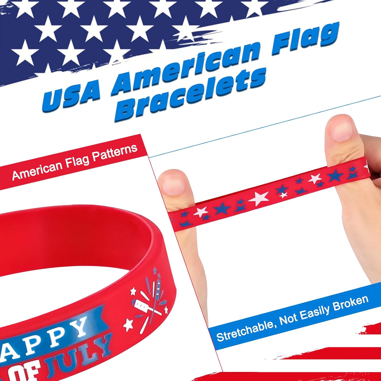 USA Flag Stretchable Wristbands 