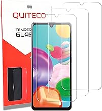 QUITECO Verre trempé pour Samsung Galaxy A41 [3 PIÈCES], Vitre de protection d'écran transparent, Film protecteur sans bulles d'air, 9H 0,26 mm