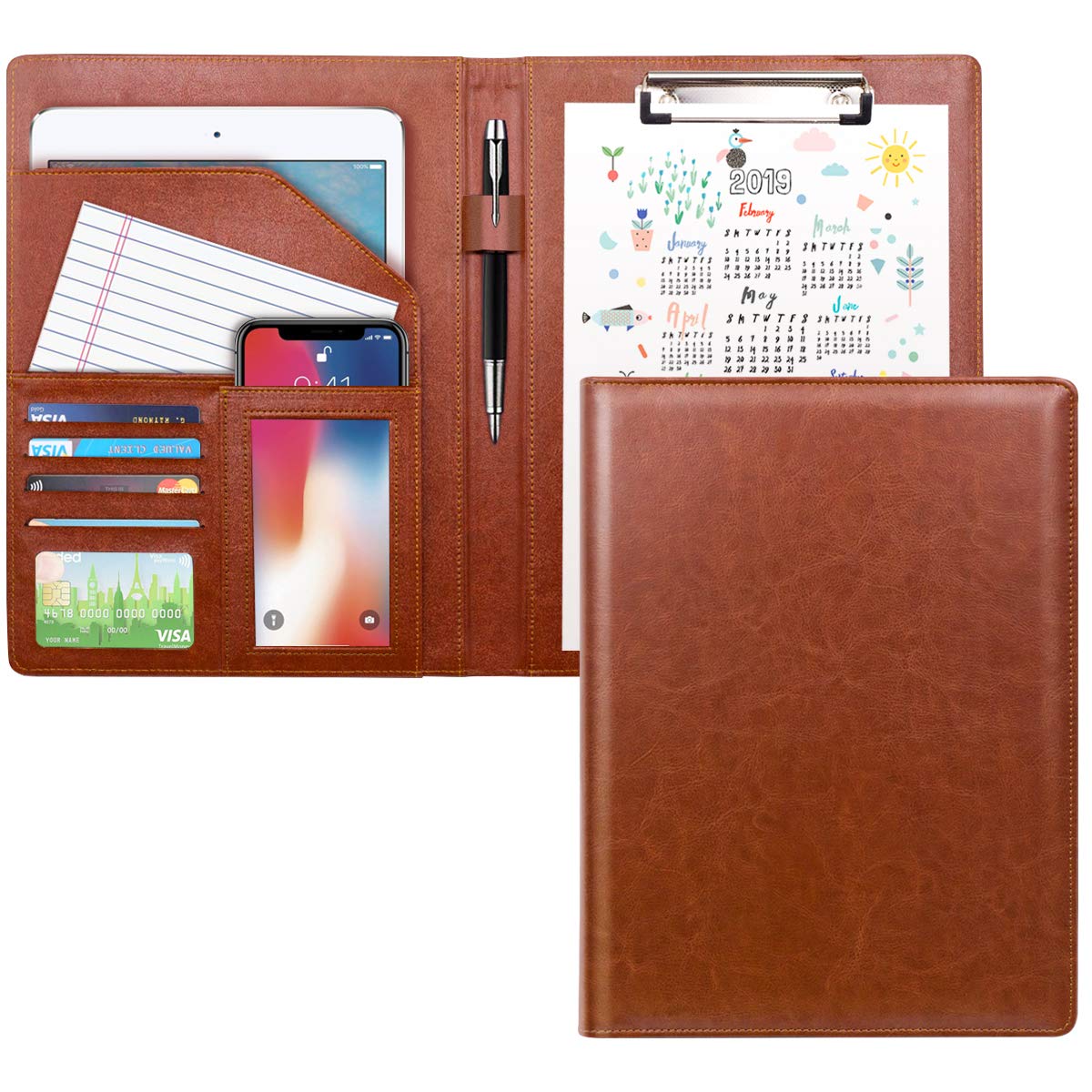 Buy WAVEYU Padfolio Business/Resume Portfolio Folder, Leather Interview Portfolio Business