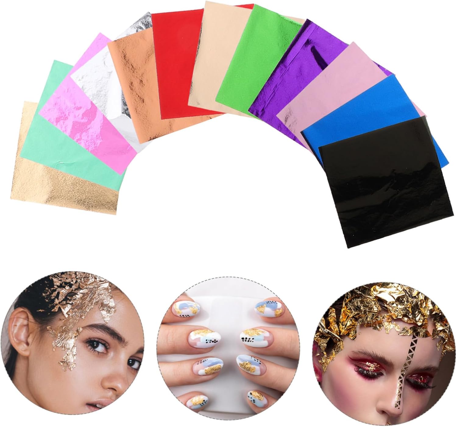 Toyvian 240pcs Gold Foil Sheets for Nail Decorative Imitation Colors Easy to Apply for Projects and Artistic Decorations