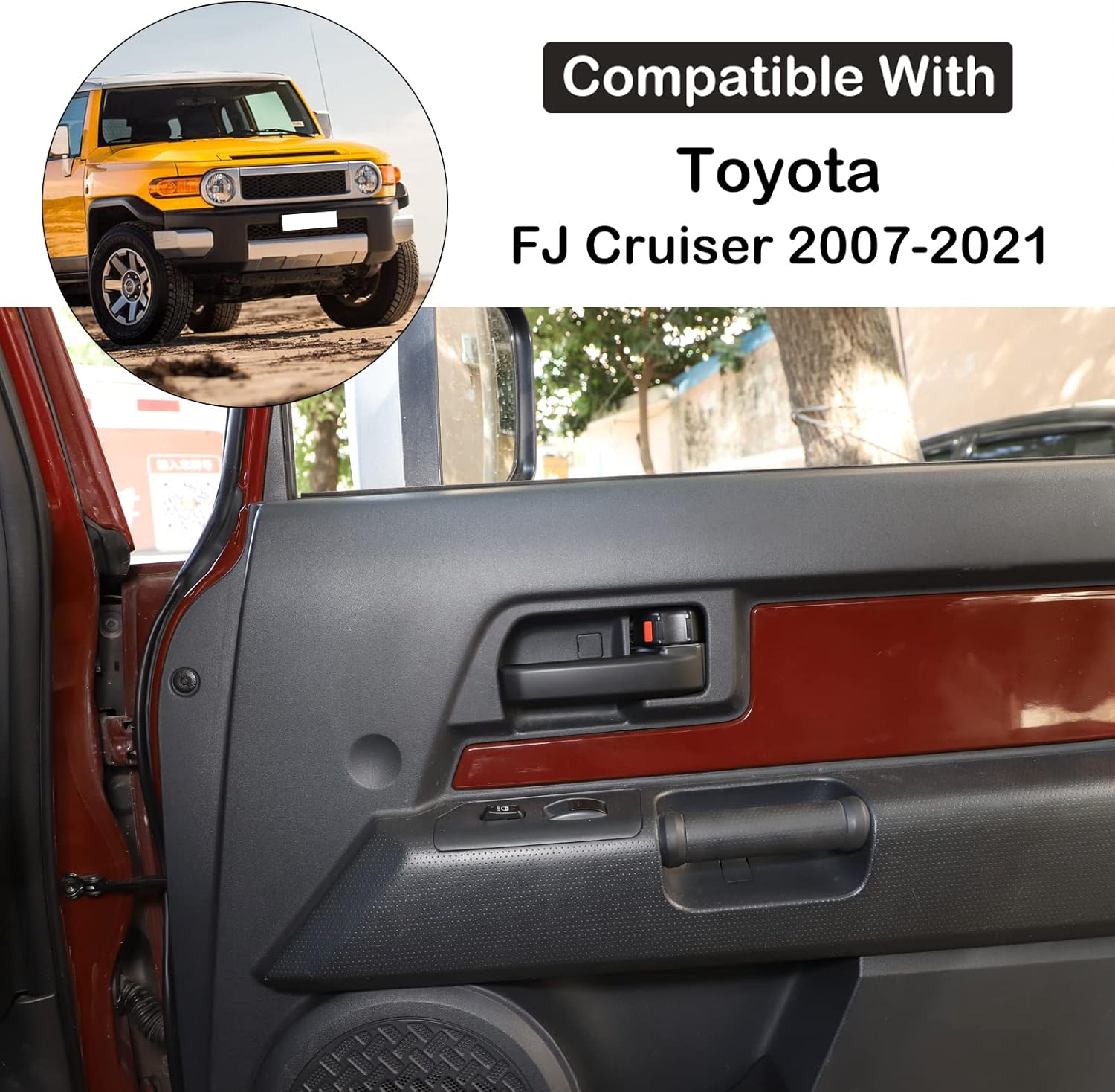 Auto Inner Door Handle Protective Trim Cover Compatible with Toyot@ FJ Cruiser 2007-2021 2Pcs Car Inner Door Handles Cover Interior Door Handles Protector Trim Decorate Covers ABS Interior Accessories Matte Black(2Pcs)