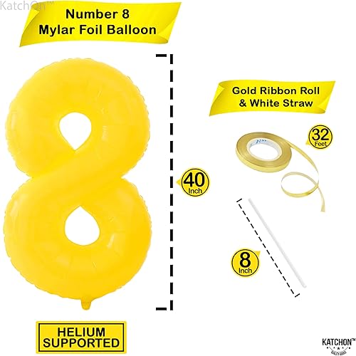 Miniatura 1468 de KatchOn, Globo dorado gigante del número 8 de 40 pulgadas, globo dorado del número 8 para decoraciones de cumpleaños de 8 años para niñas