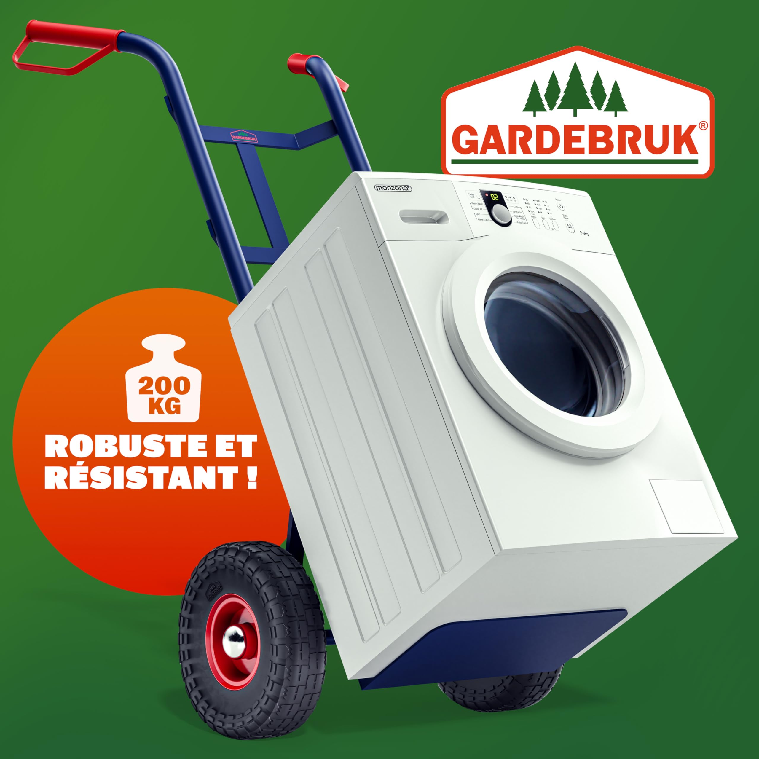 GARDEBRUK® Diable Pliant pneus Pleins PU increvable Max. 200kg déménagement Charge Lourde Atelier Diable de manutention Chariot Transport