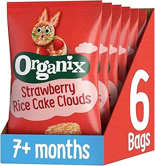 Organix Strawberry Rice Cake Clouds, Baby Rice Cakes Snack, Finger Food, 7+ Months 40 g (Pack of 6)