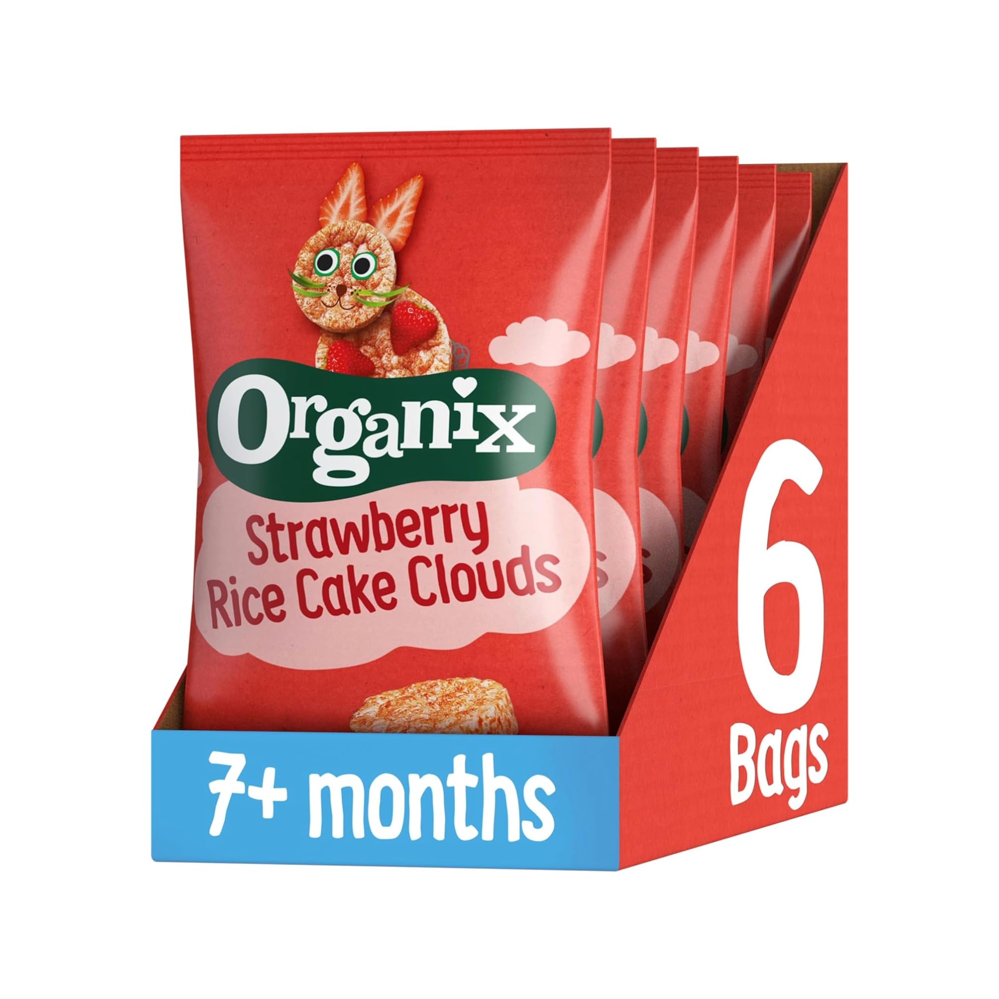 OrganixStrawberry Rice Cake Clouds, Baby Rice Cakes Snack, Finger Food, 7+ Months 40 g (Pack of 6)EU OrganicSoil AssociationSoil AssociationSoil Association