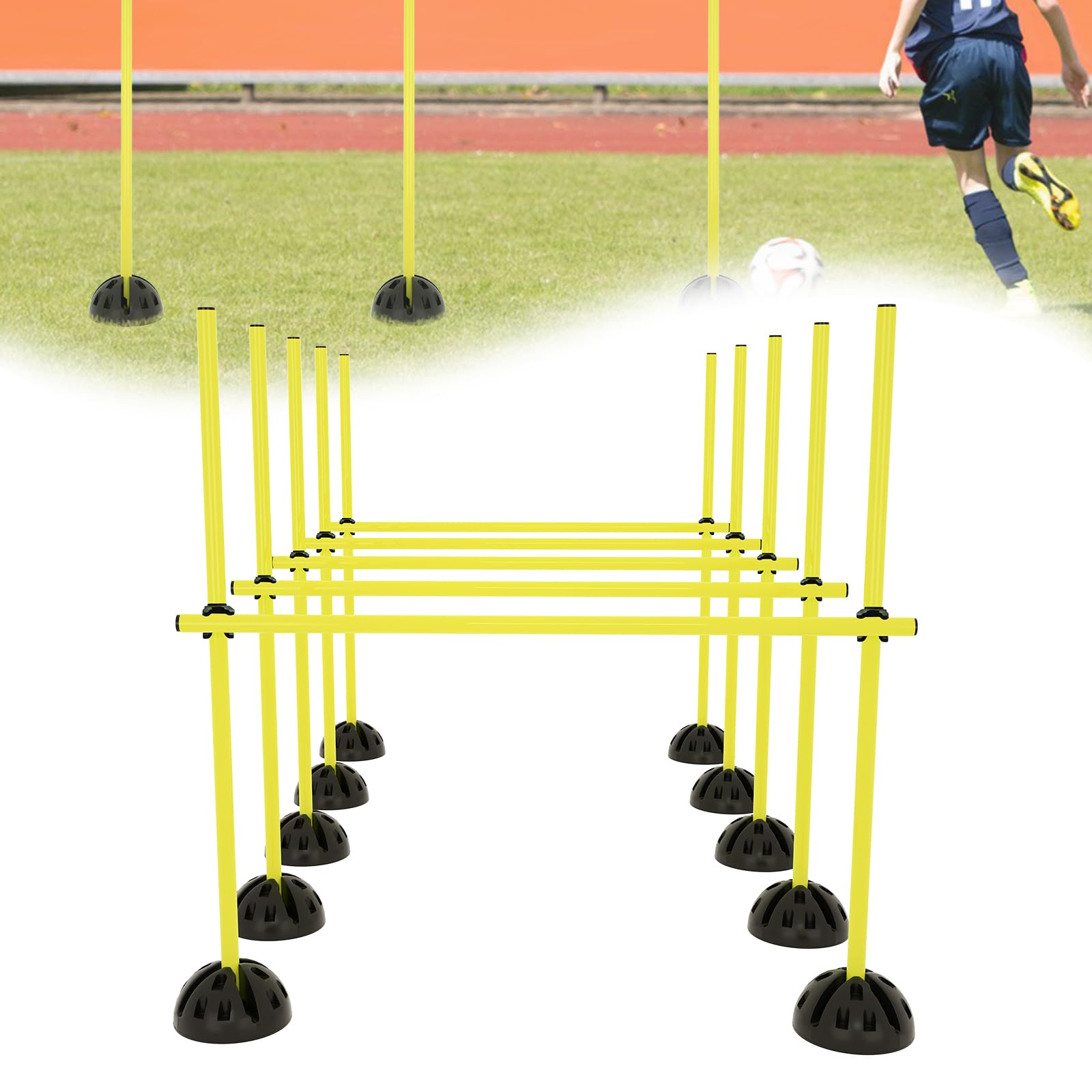 Agility Grid Lot de barres de saut pour entraînement conditionnel, 15 barres, 10 pieds, 10 clips