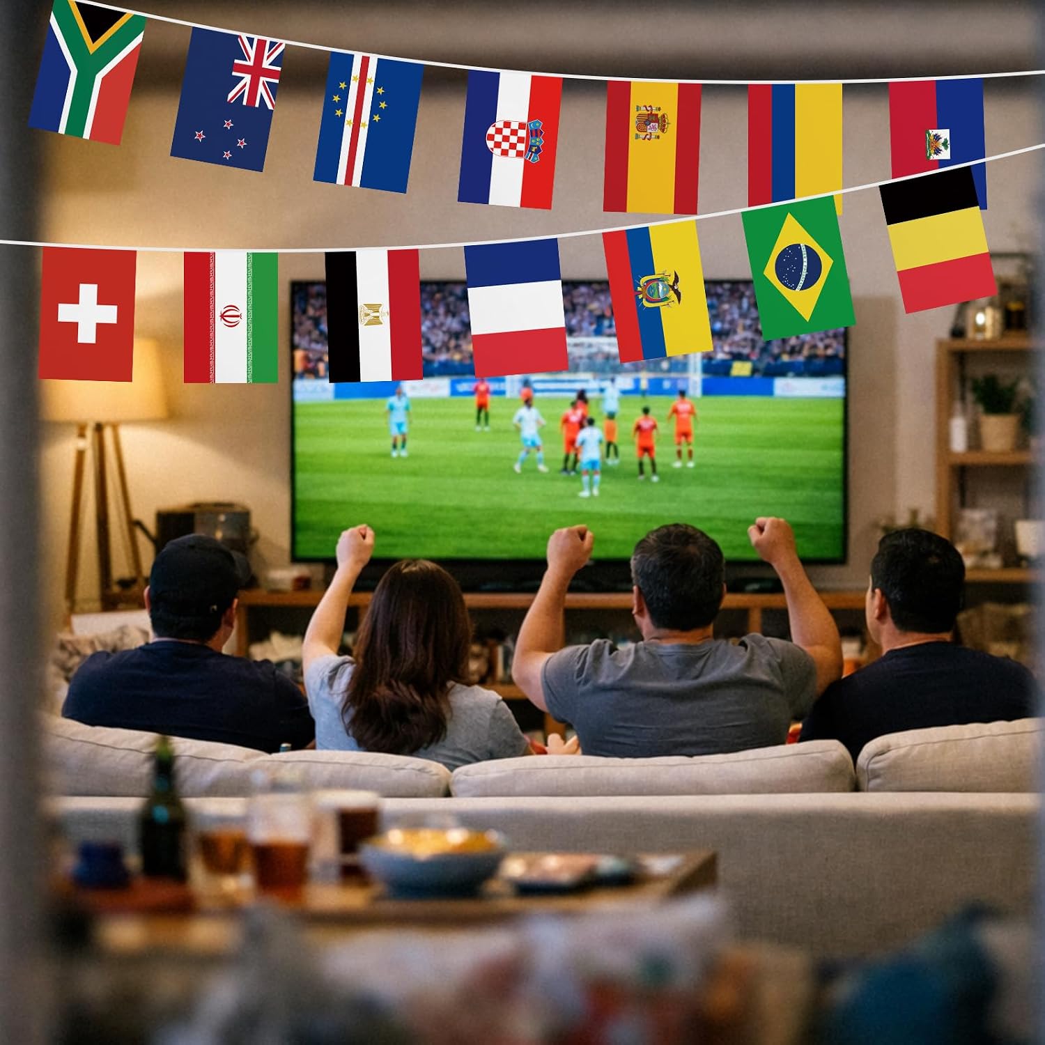 2026 World Soccer Cup Decorations String Flags 48 Countries Bunting Banner International Flags World Soccer Cup Party Decorations for School, Office, Sport Game Event, Bar, Club