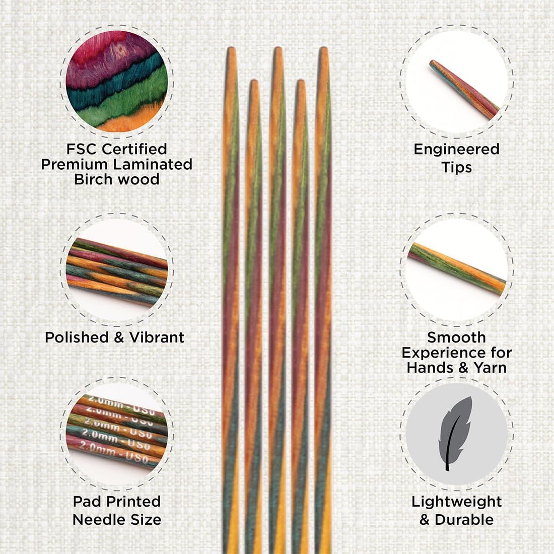 KnitPro Double-Pointed Knitting Needle Set - Symfonie (20cm) - Set of 6