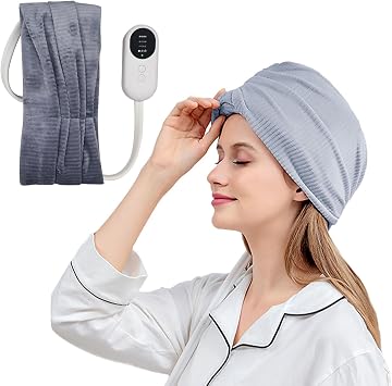 Electric Head Massager, 6-Zone Airbag Head Massager, 3-Speed Adjustment 42-50  + 3 Massage Modes, With Remote Control, For Migraine Relief, Stress Relief Grey