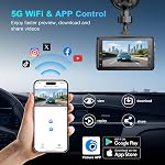 BOOGIIO Dash Cam Front and Rear with 64GB SD Card, 4K Dash Camera for Cars with APP, 5G WiFi Car Camera, Built-in G-Sensor, 170° Wide Angle, Night Vision, 24H Parking Mode,Loop Recording,3" IPS Screen