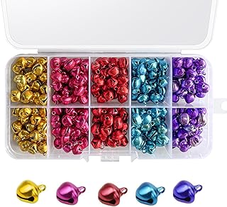 Jingle Bells 0.3 inch Craft Bells Mini Bells DIY Jingle Bell Colorful Bells for Keychain Pet Decorations Jewelry Findings Festival Decoration 300Pcs