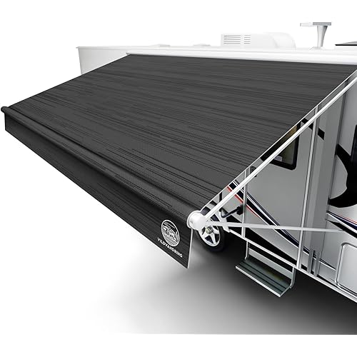 Heavy-Duty RV Awning Fabric Replacement 15ft – Camper Awning Fabric Replacement, 19.5oz Heat-Sealed Vinyl, UV-Resistant, Sunproof, Weatherproof, Universal Outdoor Canopy for RVs, Motorhomes & Trailers