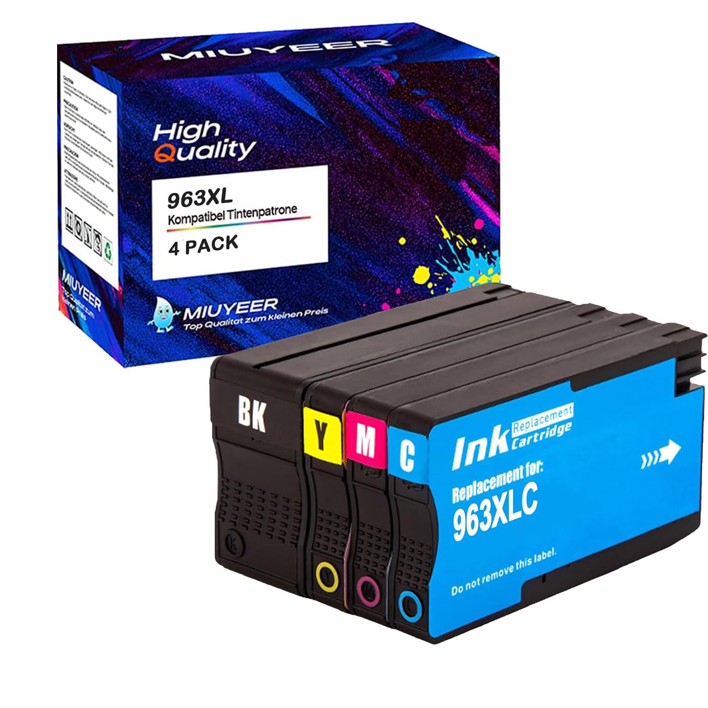 963XL Tintenpatronen Kompatibel für HP 963XL 963 XL Druckerpatronen für Officejet Pro 9010 9020 9012 9022 9015 9016 9018 9019 (4er-Pack,1Schwarz/1Cyan/1Gelb/1Magenta)