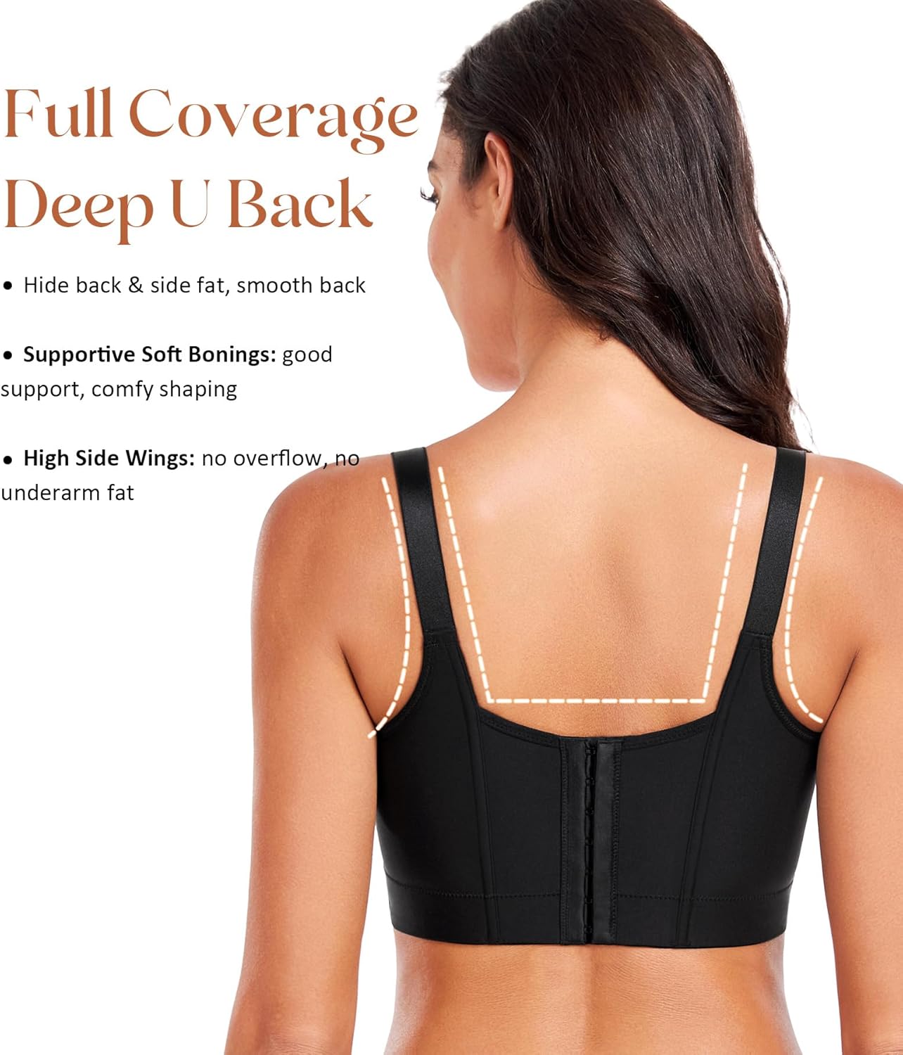 Lemorosy Push Up Bra Full Back Coverage Back Fat Smoothing Underwire Supportive T Shirt Bras for Women - Image 2