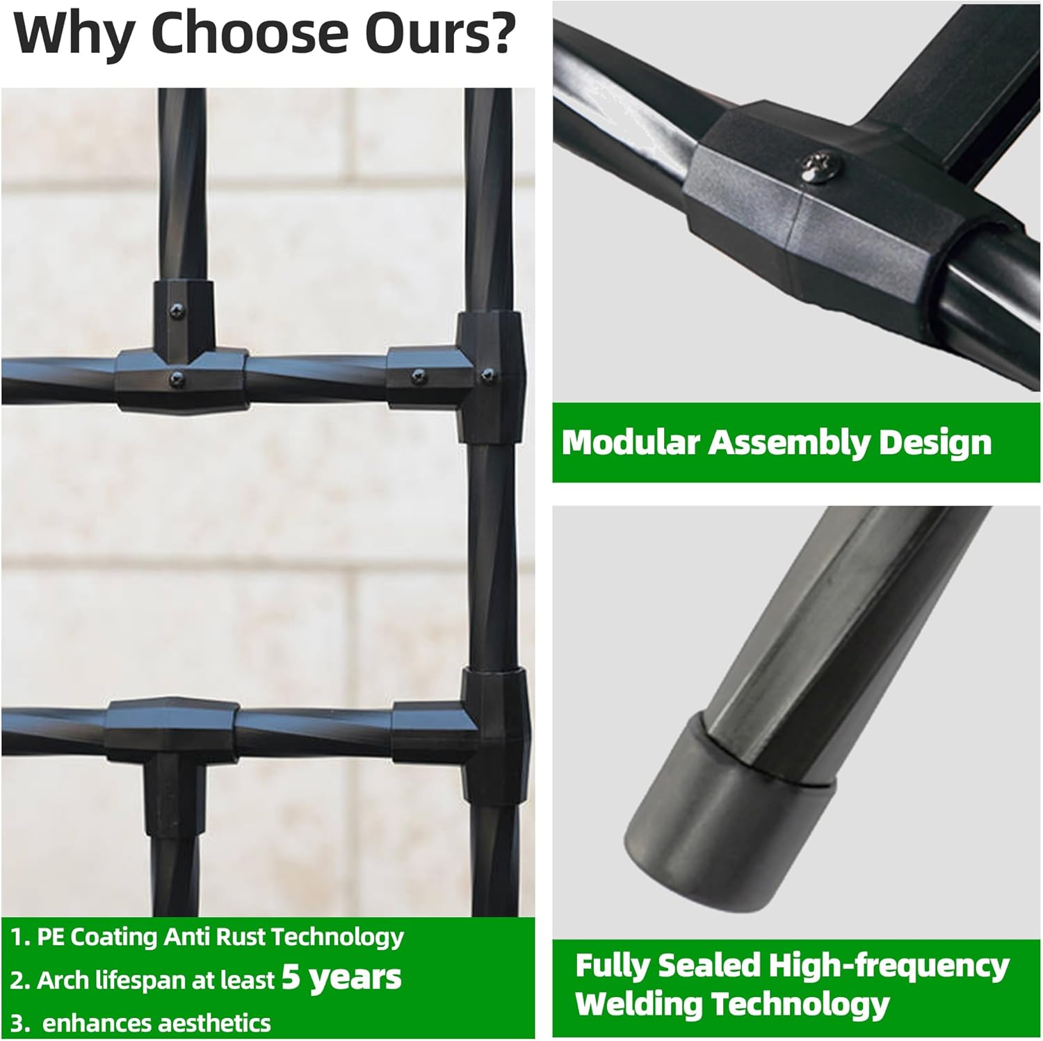 Half Sided Garden Arch, 24’’x94.5’’ Arbor Trellis, Trellis for Climbing Plants Outdoor, Garden Arch Arbor for Flower, Climbing Vine Vegetable, Fruit, Home Yard and Lawn(Black)