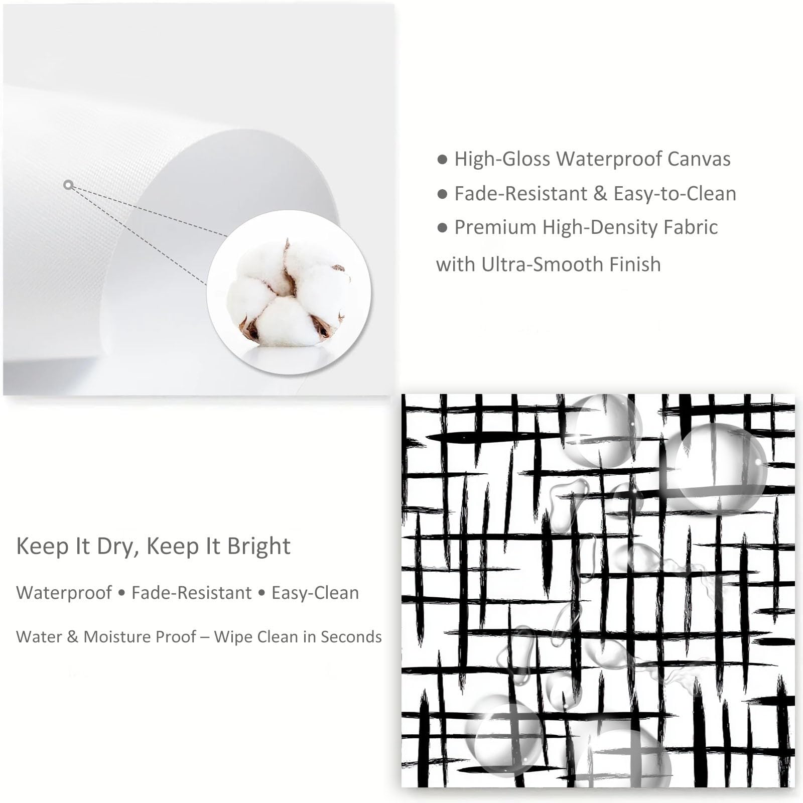 Genérico Cuadros Decoracion Salon Líneas De Cuadrícula En Blanco Y Negro 90x60cm Lienzo Decorativo con Marco Madera, Laminas Cuadro para Pared, Decoracion Dormitorio Baño Comedor Oficina Hogar