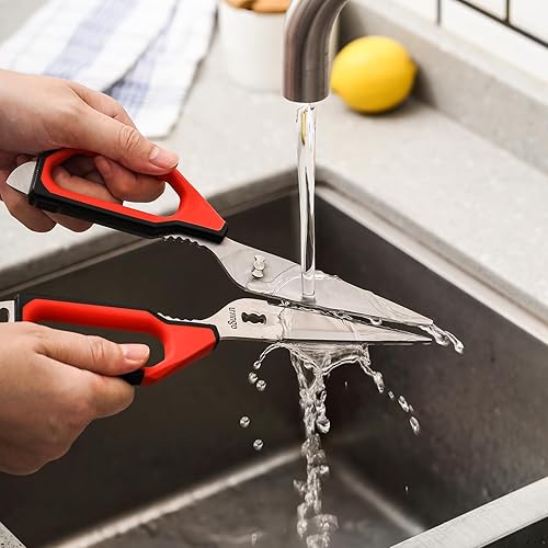 Miniatura 7 de LIVINGO Juego de tijeras de cocina multiusos, acero inoxidable resistente, tijeras de alimentos para cortar carne, verduras, aptas para