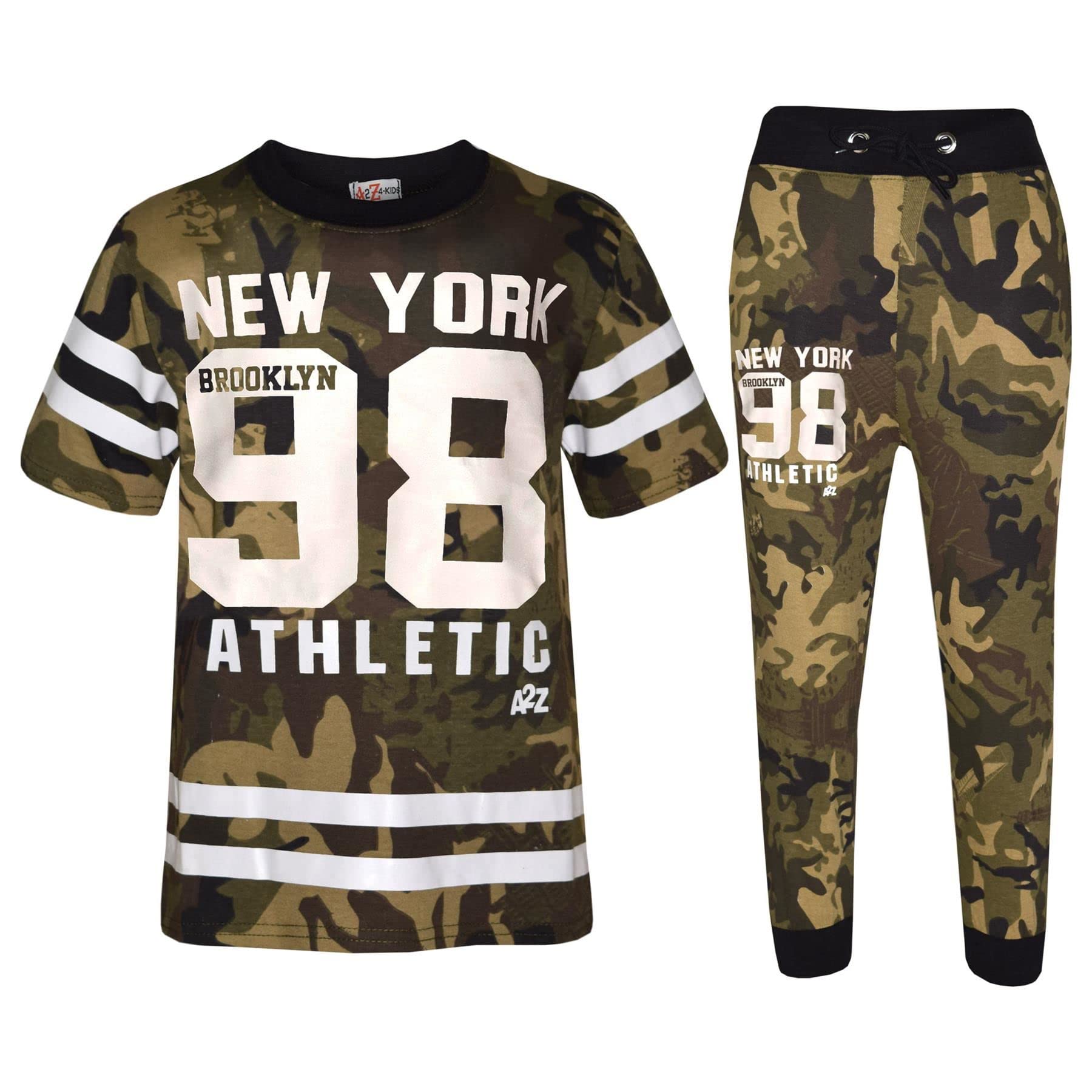 A2z 4 Kids Girls Camo Green Brooklyn 76 Athletic Top Leggings Set - Adios Crop Set 13