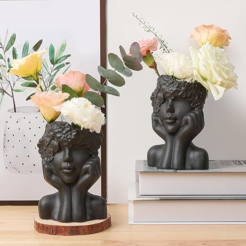 Miniatura 2 de T4U Maceta de cara, macetas únicas para plantas de interior, maceta de cabeza, macetas de cerámica fresca, macetas para suculentas con orificio de