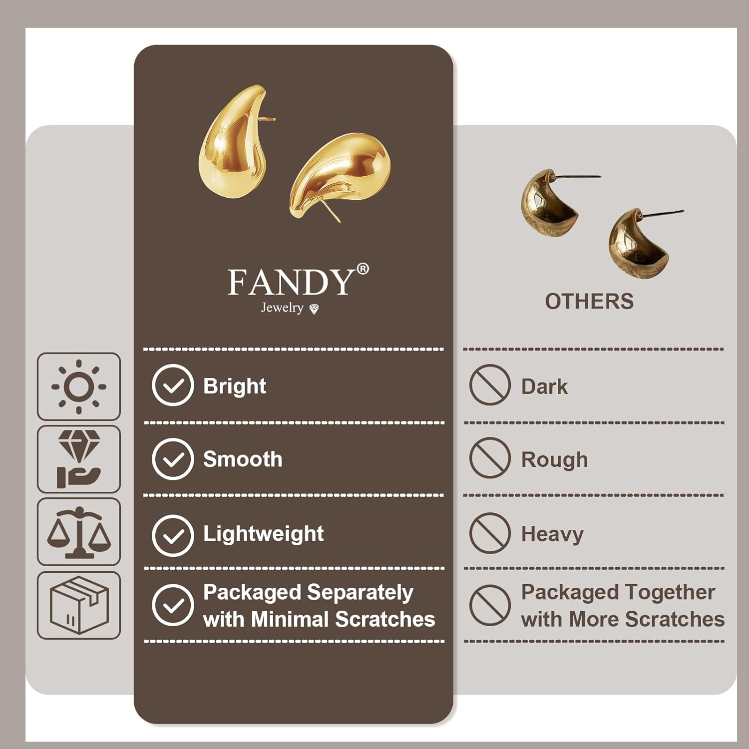 12 Pairs Chunky Gold Hoop Earrings for Women Trendy, Gold Plated Lightweight Hypoallergenic Stack, Thick Open Twisted Huggie Hoops Earring Set - Image 7