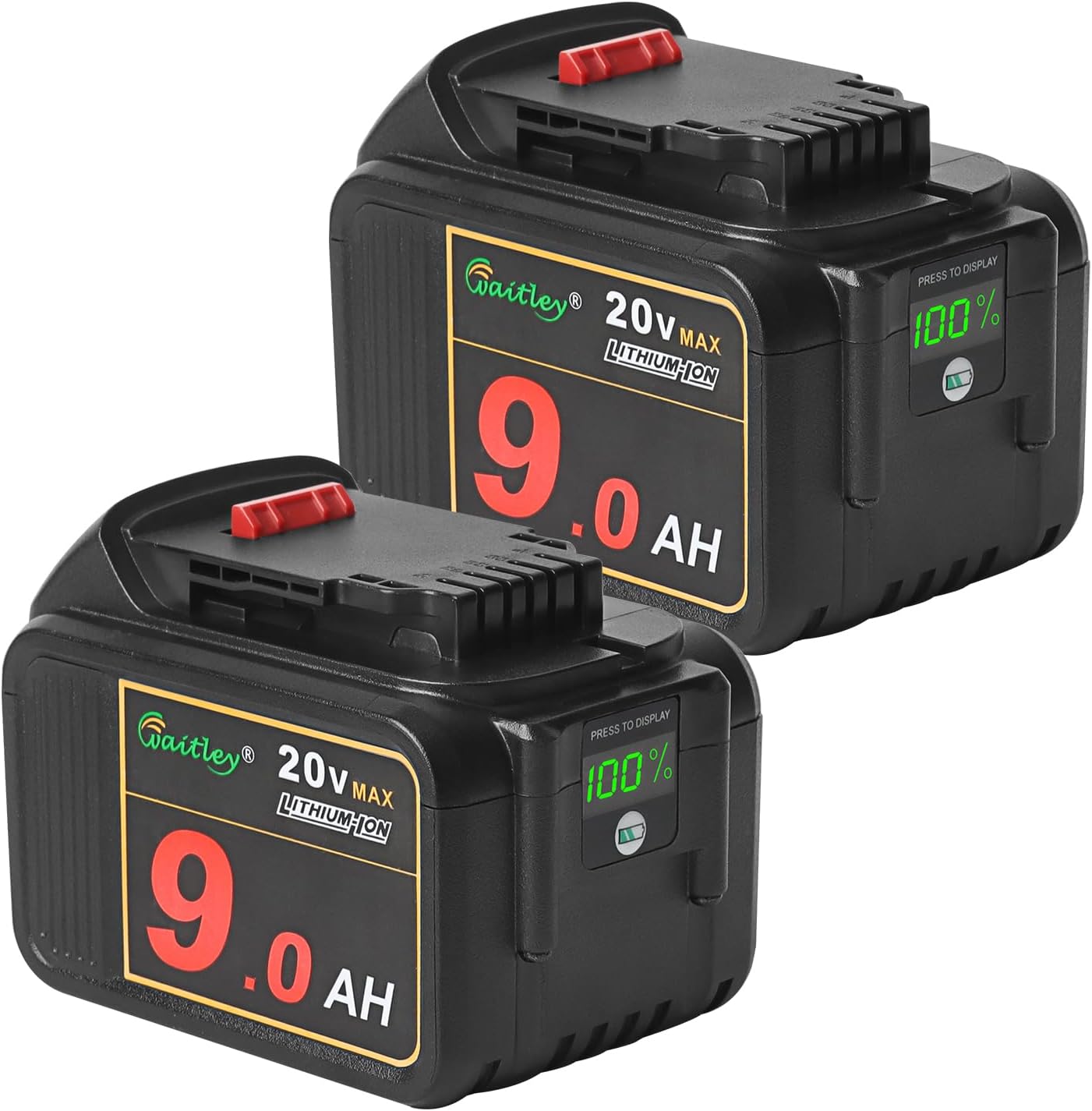 2 Pack 20V 9.0Ah Replacement Battery Compatible with DCB200 DCB209 20V DCD DCF DCG Series Cordless Power Tools with LED Indicator(Not Made in Dewalt)