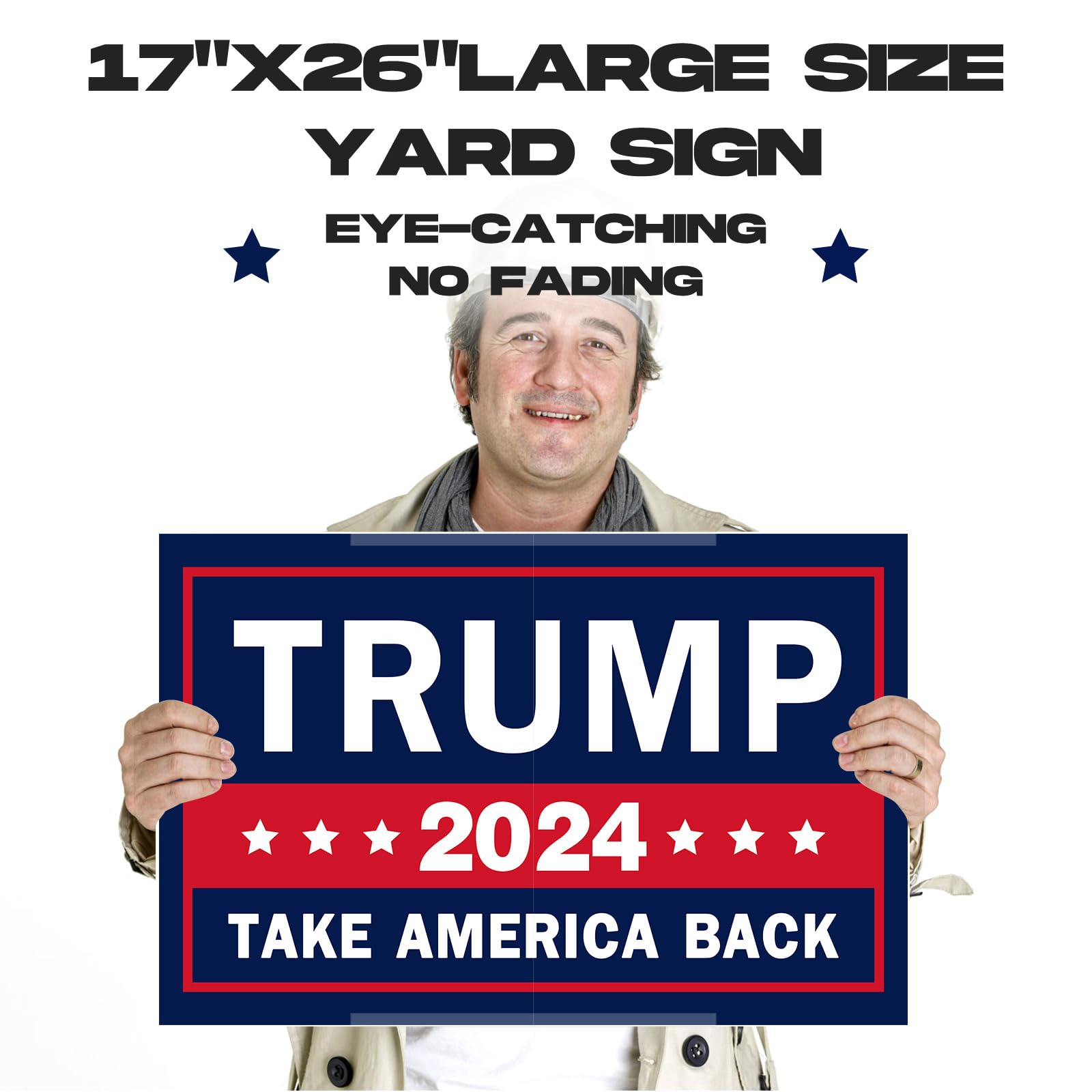 Trump 2024 Hofschild – Doppelseitig, 43,2x66 Cm, Mit Heringen – Für Garten & Vorgarten