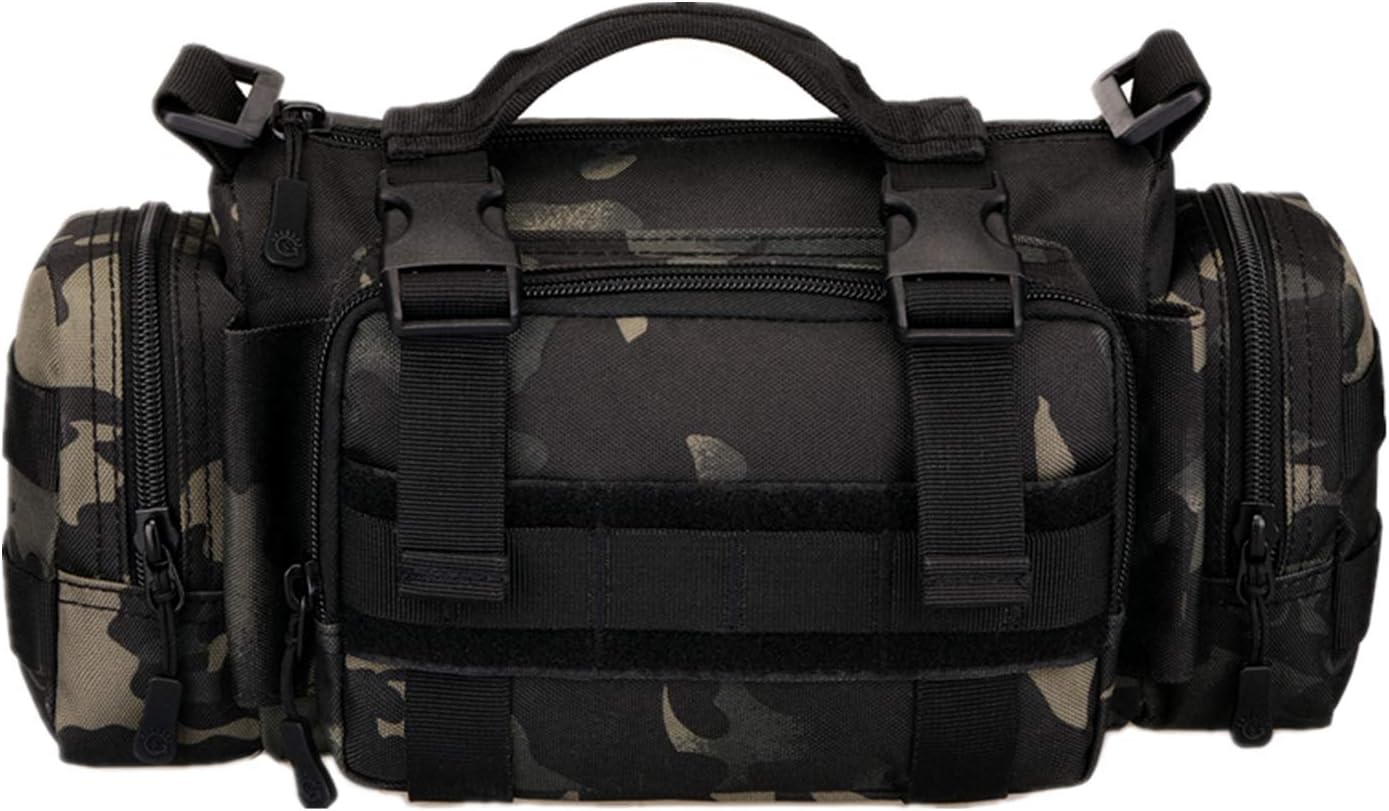 UNISTRENGH Utility 3P Military Tactical Duffle Waist Bags MOLLE Assault Shoulder Backpack Multifunction EDC Pouches Heavy Duty Fanny Packs (Black-Scorpion camouflage)