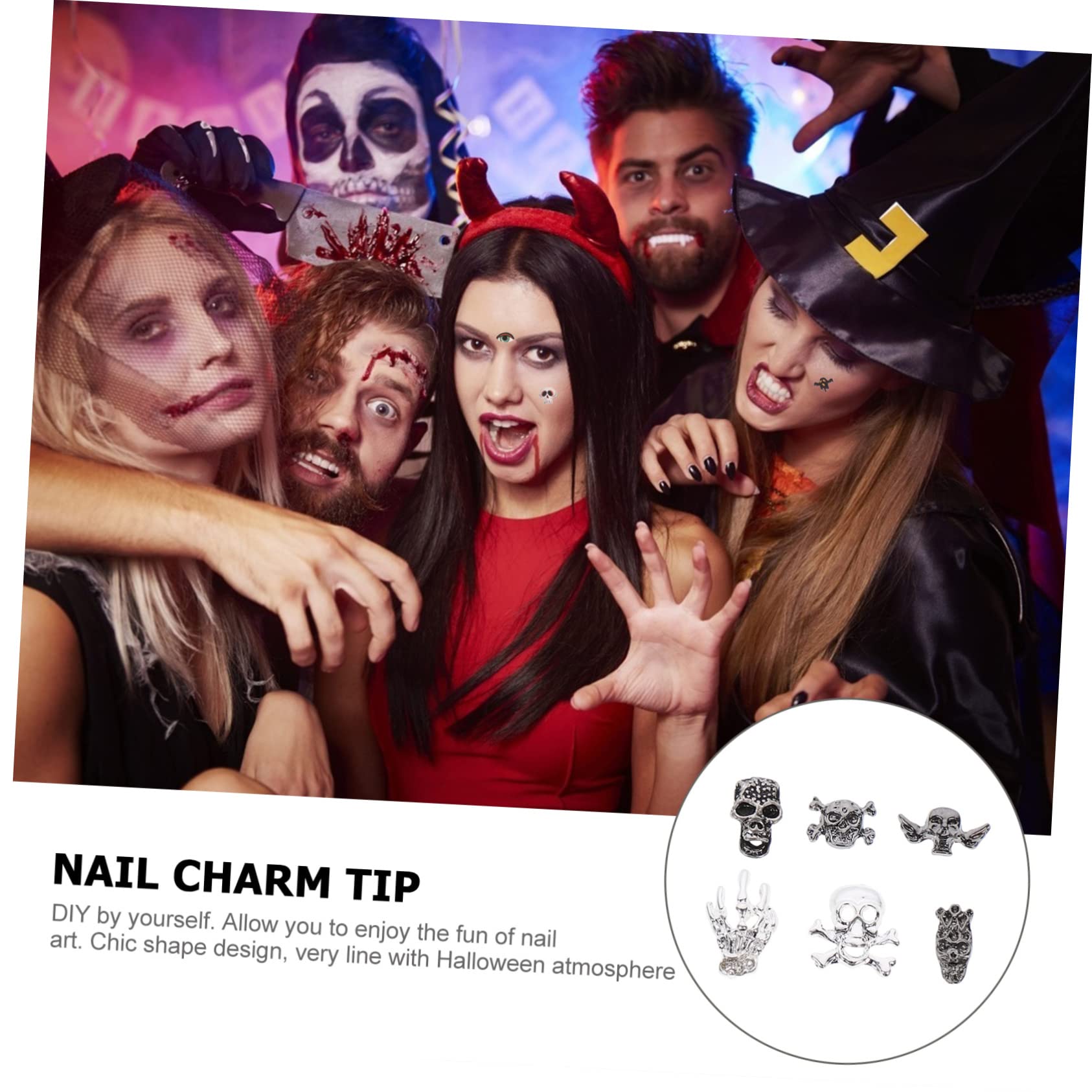 FRCOLOR 300stücke Halloween Skull Nagelcharms Metallische Nagelkunst Dekorationen Für Maniküre Und Nail Art Geeignet Für Halloween-feiern Und Kreative Bastelprojekte